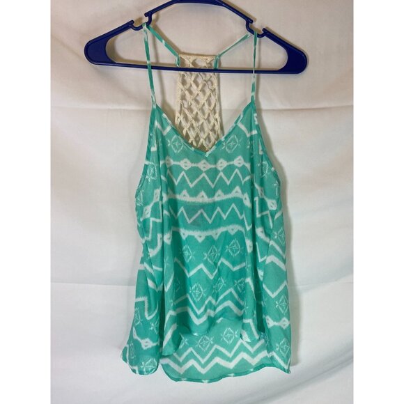 RUE 21 WOMENS JUNIORS CAMISOLE TANK TOP GREEN LACY SIZE MEDIUM SHIRT M - Picture 1 of 3